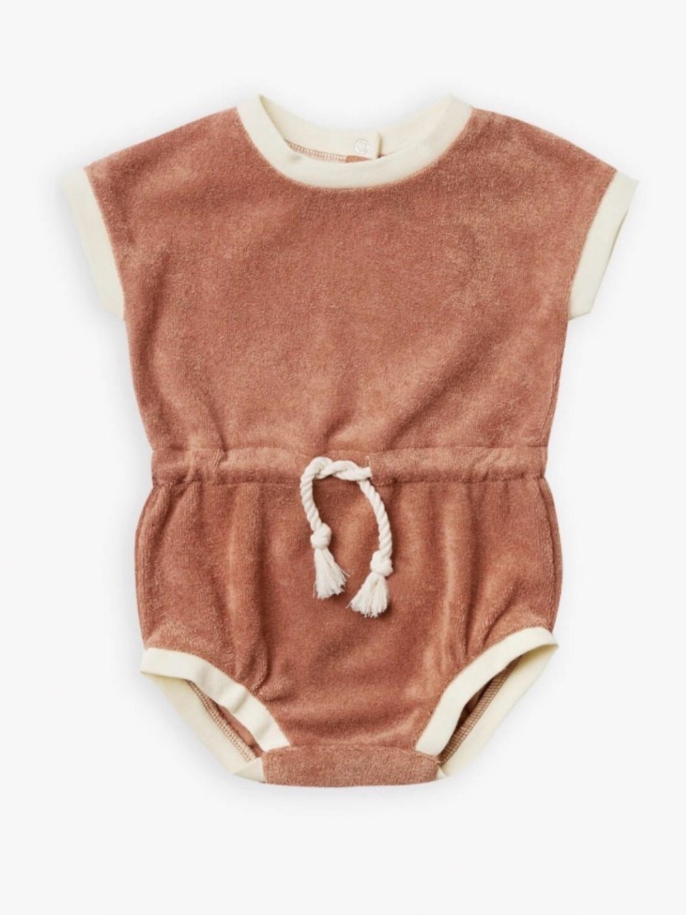 QUINCY MAE Baby Terry Retro Romper in Terracotta - 12-18M